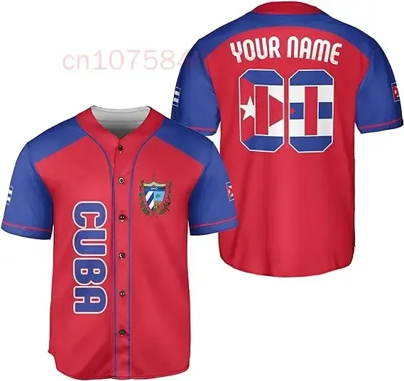 New Summer Short Sleeves Men Baseball Jersey Cuba Adults Sports Baseball Classic Shirts Printed Personalized Name Number for Men