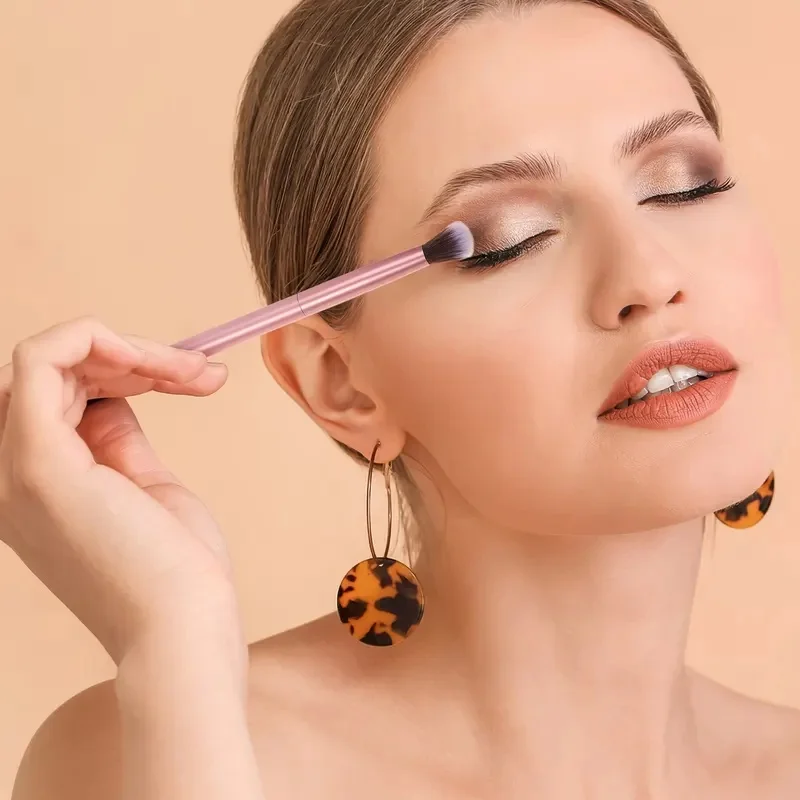 1-6Pcs Double Ended Makeup Brush Dark Matted Golden Professional Brush Portable Eyebrow Eyeshadow Tool Premium Fiber Bristles