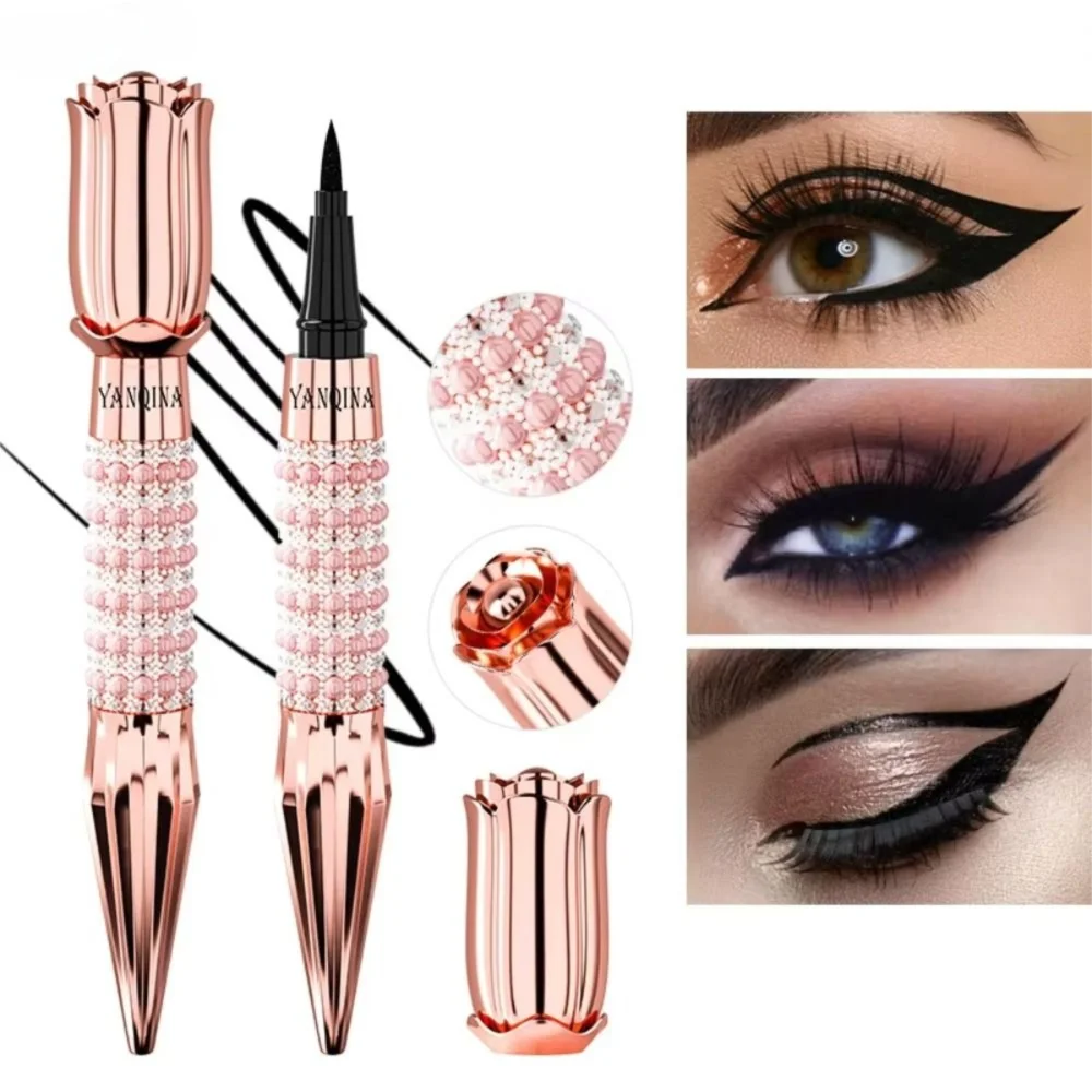 Nowy, odporny na przelewany płynny eyeliner w pisaku, błyszczący wzór, odporny na pot i wodę, czarny, długotrwały eyeliner do użytku kosmetycznego.