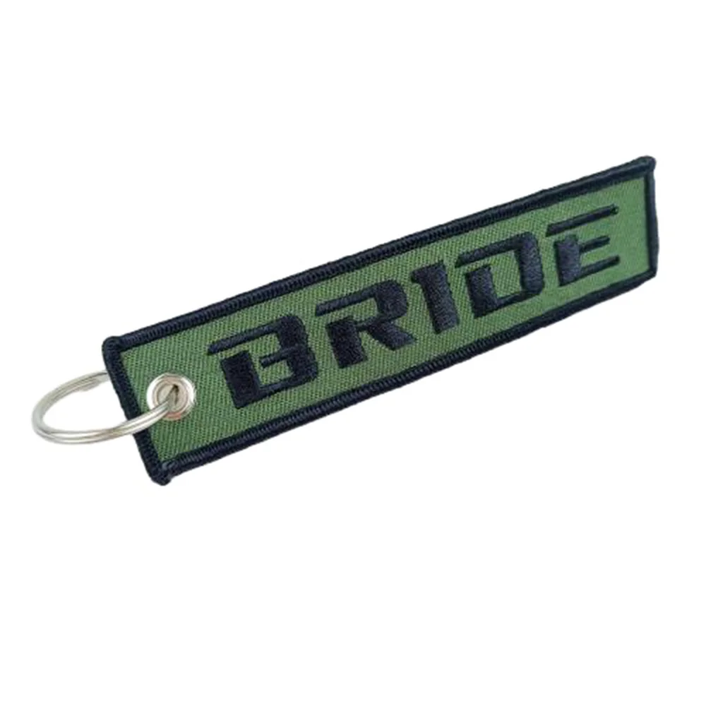 

Jdm Keychain Double Sided Embroidery Nylon Fabric Woven Labels Keytags Racing Style For Bride Car Accessories Keyring Men Gifts