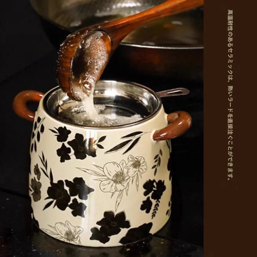 

Большая емкость для свиного жира с ложкой и фильтром, подходит для размещения в холодильнике, ретро-контейнер для хранения на кухне