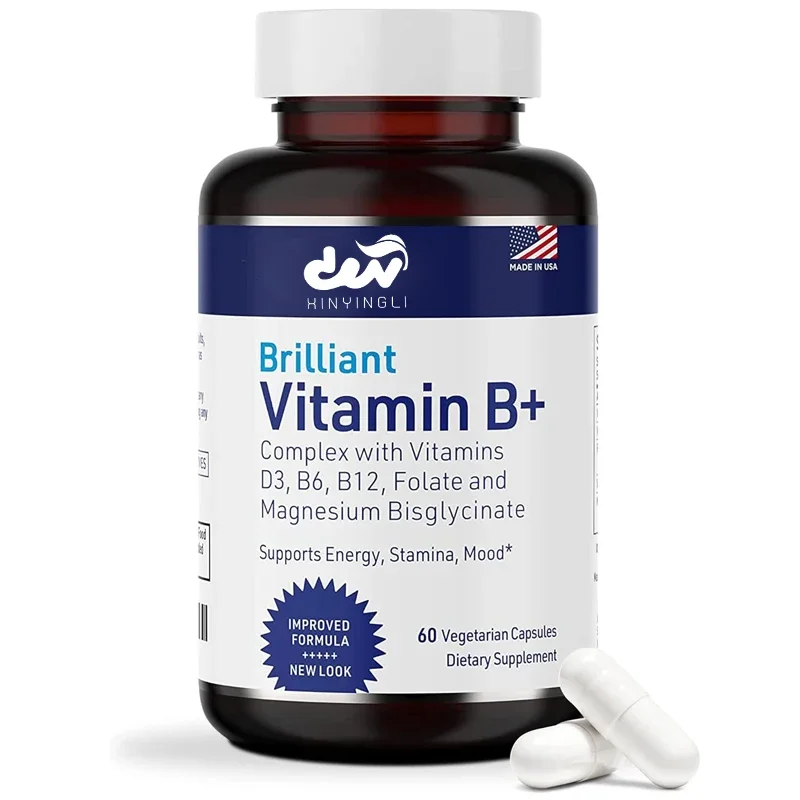 Suplemento complejo de vitamina B con glicinar de magnesio B6 Metilo B12 y ácido fólico como folla metil para soporte nutricional
