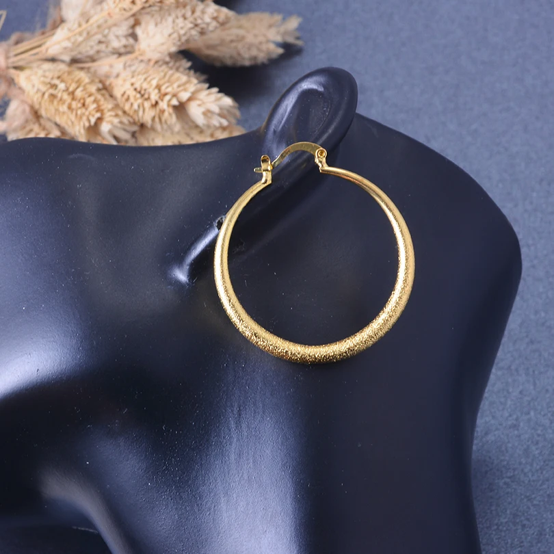 African Gold Color Earrings for Women 24K Plated Ethiopian Jewelry Gift Bridal Wedding Earrings