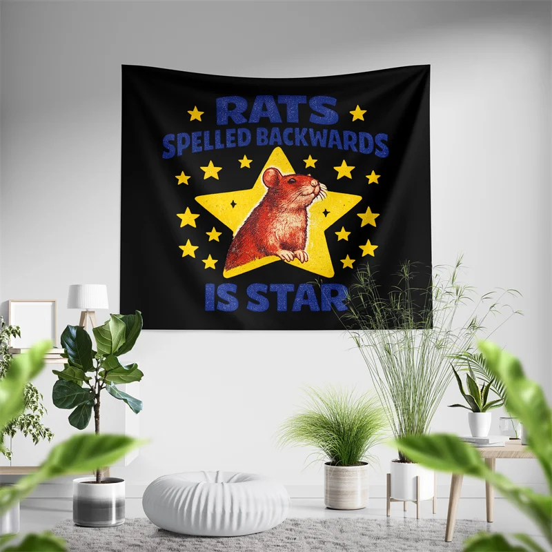 Aertemisi Rats Spelled Backwards is Star Tapestry Funny Rat Quote Wall Hanging for Bedroom Living Room College Dorm Party