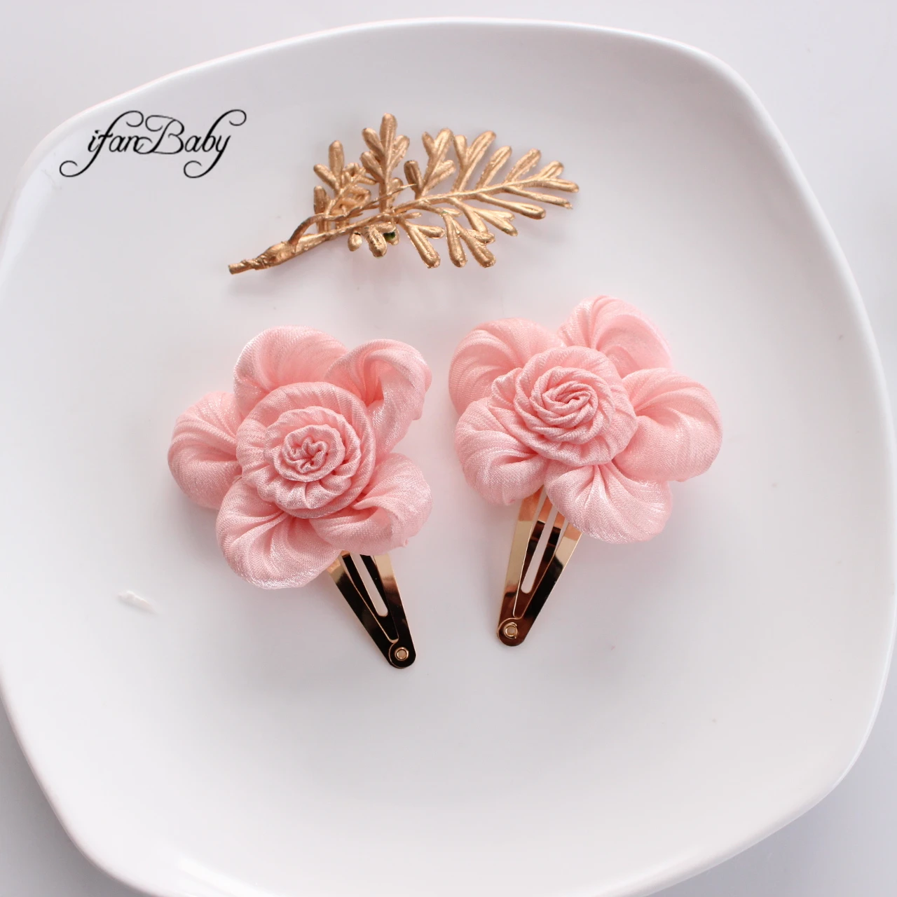 Fashion Flower Clips BB Floral Pin Headwear Baby Kids Girl Hair Accessories 2 PCS/SET