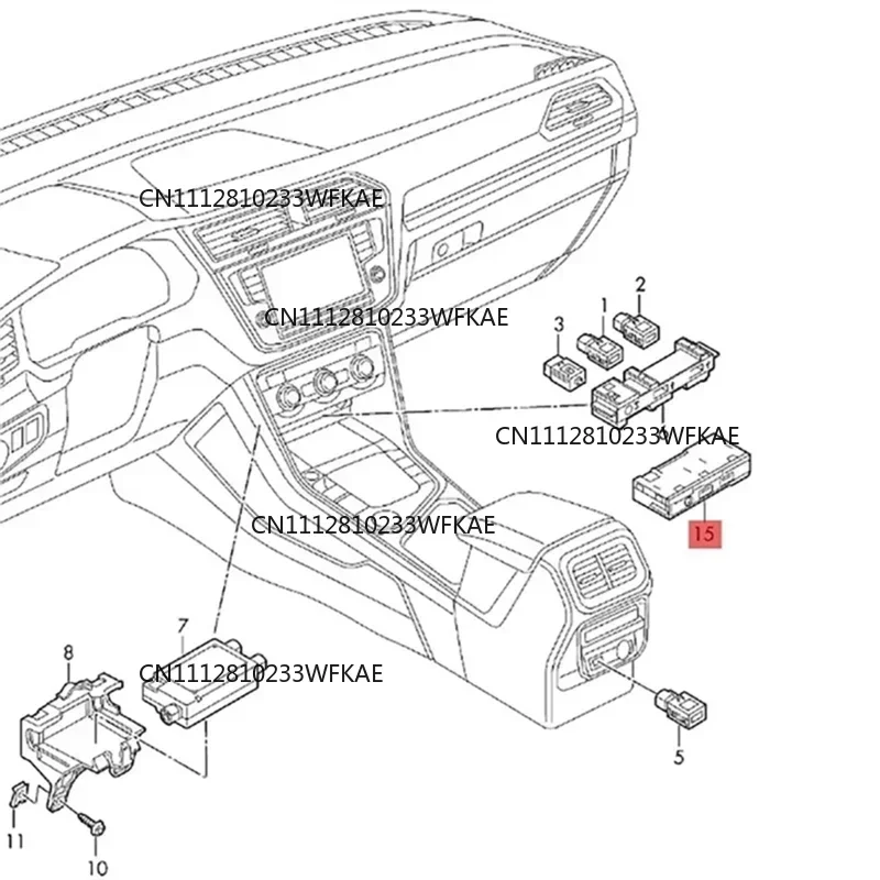 A16P-5NA035736 Dual Type-C Interface Socket Connector Car Type-C Charging Port Front Rear USB Adapter For VW Arteon Crafter