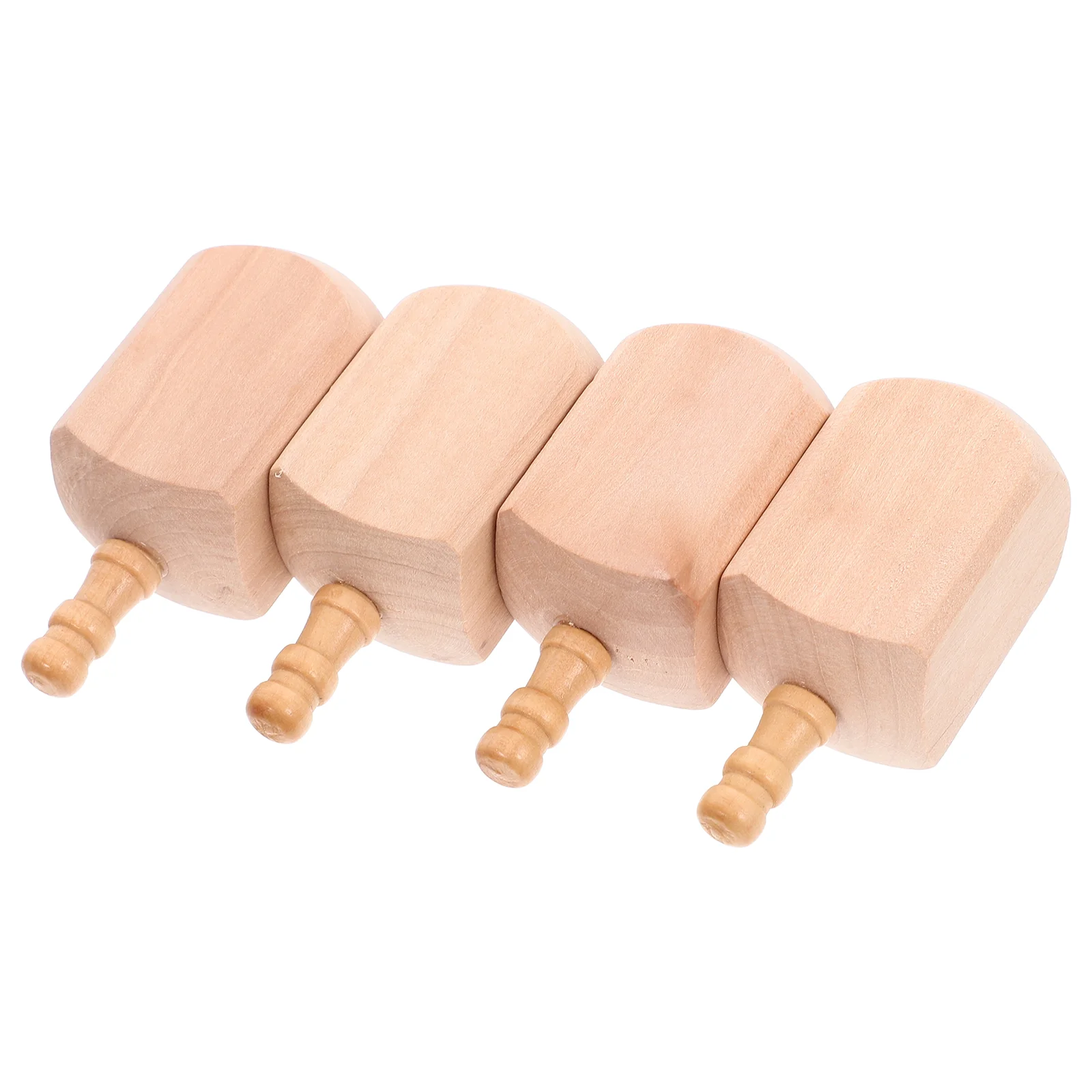 4 Pcs Hanukkah Dreidel Unfinished Wooden Dreidels Blank Toy for Kids Lotus Tree Paint