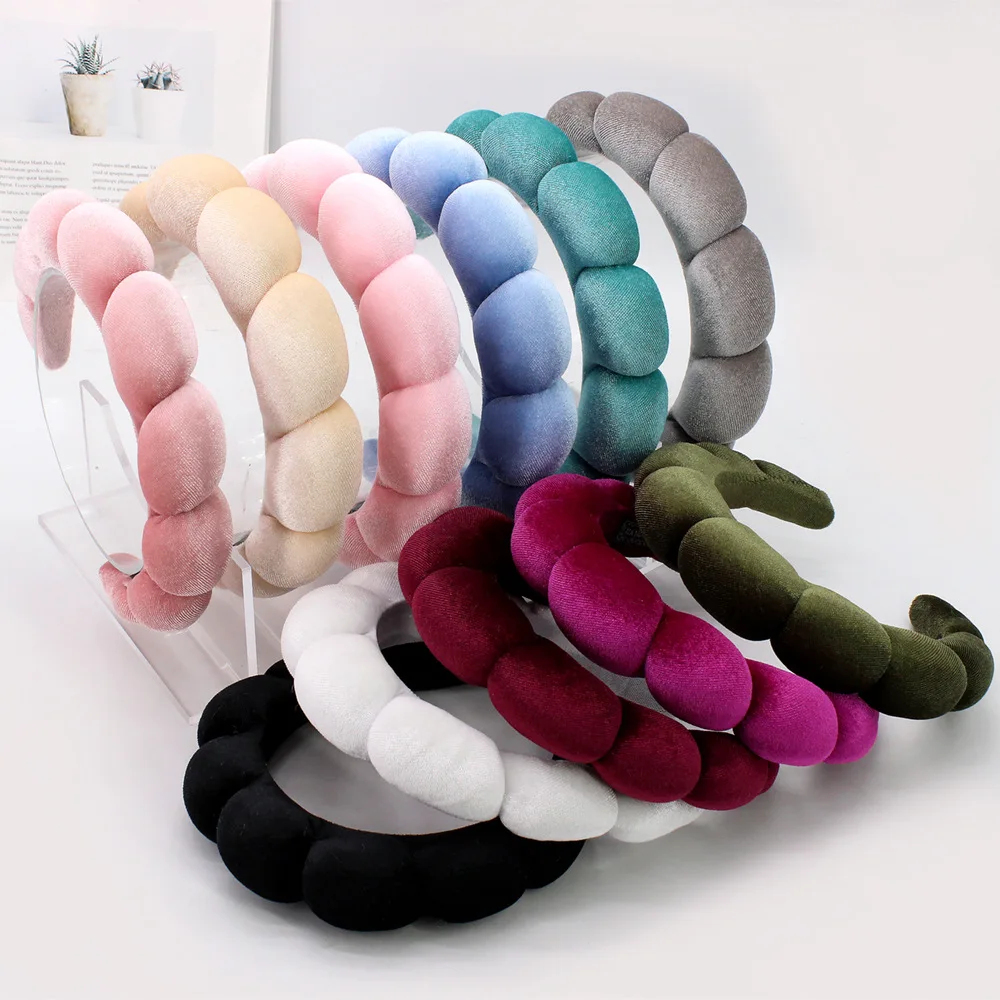 Sponzen Hoofdbanden Voor Vrouwen Meisjes Gezwollen Haarband Make-Up Bubble Badstof Co Spa Retro Haarband Vrouwen Haaraccessoires Hoofddeksels