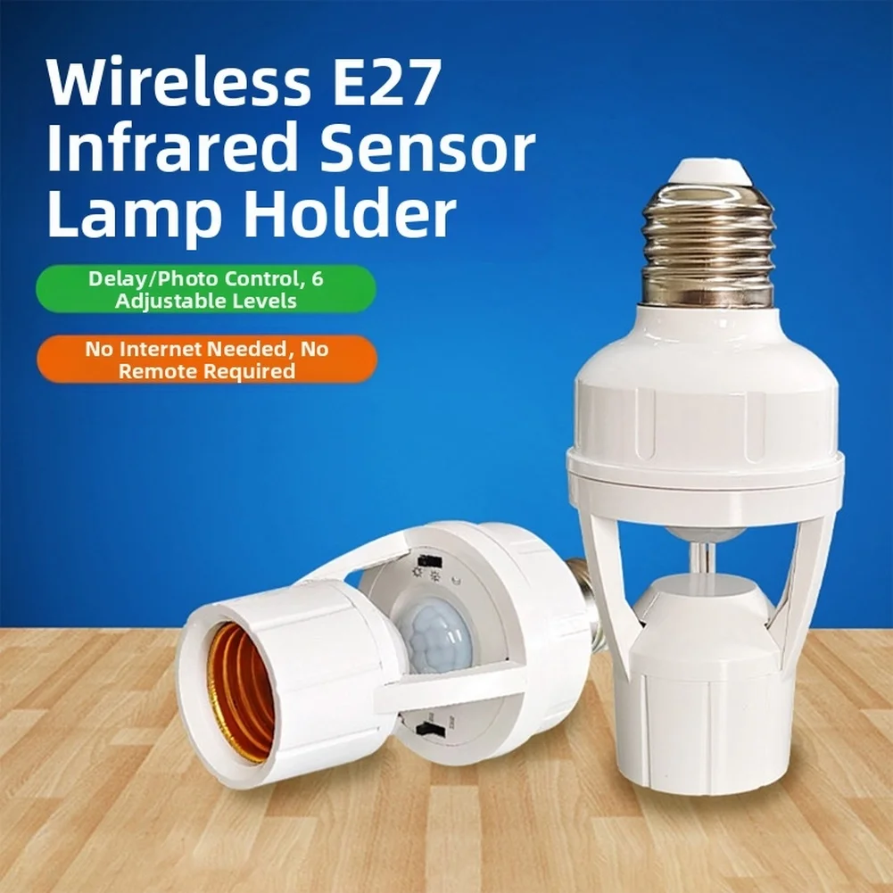 1pc E27 Screw Base Motion Sensor Light Switch With Adjustable Delay Time 360 Degree Full-range Detection Simple Installation