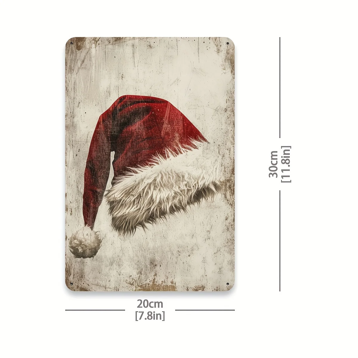 Vintage Santa Hat Metal Tin Sign, Rustic Christmas Wall Art Decor, 8x12 Inch Iron Foil Engraving, for Gym, Garden, Cafe, Garage