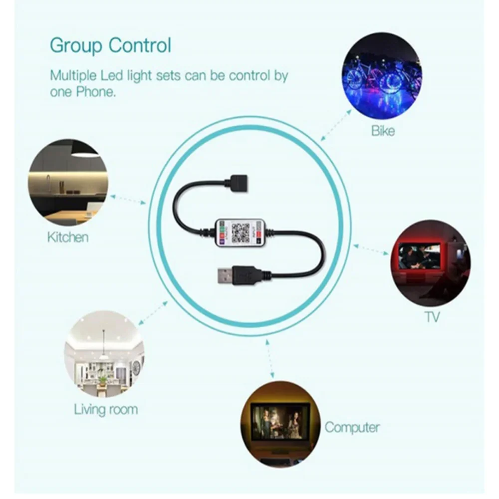 DC 5V-24V Bluetooth LED Light Controller Mini Wireless Dimmer 3 Channel RGB Led Controller For RGB LED Strip Light DC/USB