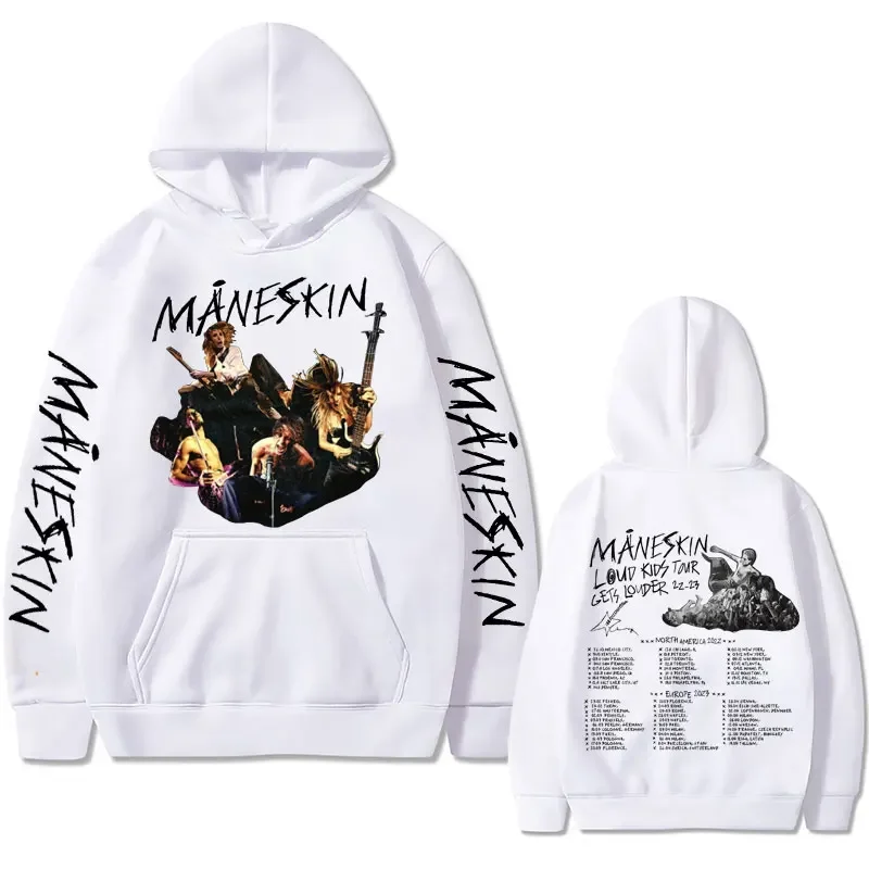 Italian Rock Band Maneskin Louds Kids Gets Louder Tour Graphic Hoodie Men Women Hip Hop Fashion Sweatshirt Man Oversized Hoodies