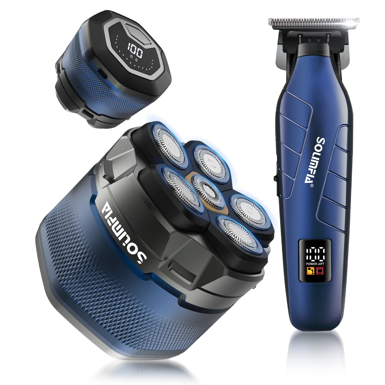 

Solimpia Professional Hair Clipper Set Salon Intelligent Waterproof Magnetic Attraction Heads Shaver 2pc Kit Lightening Tool