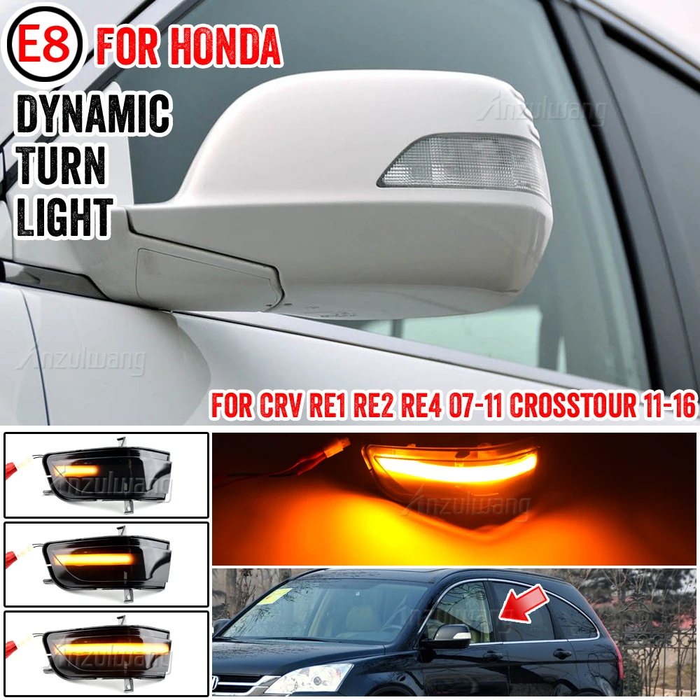 For Honda CRV 2007-11 LED Dynamic Turn Signal Indicator Light Blinker Lamp For Crosstour 2011-16 Side Rearview Mirror Light