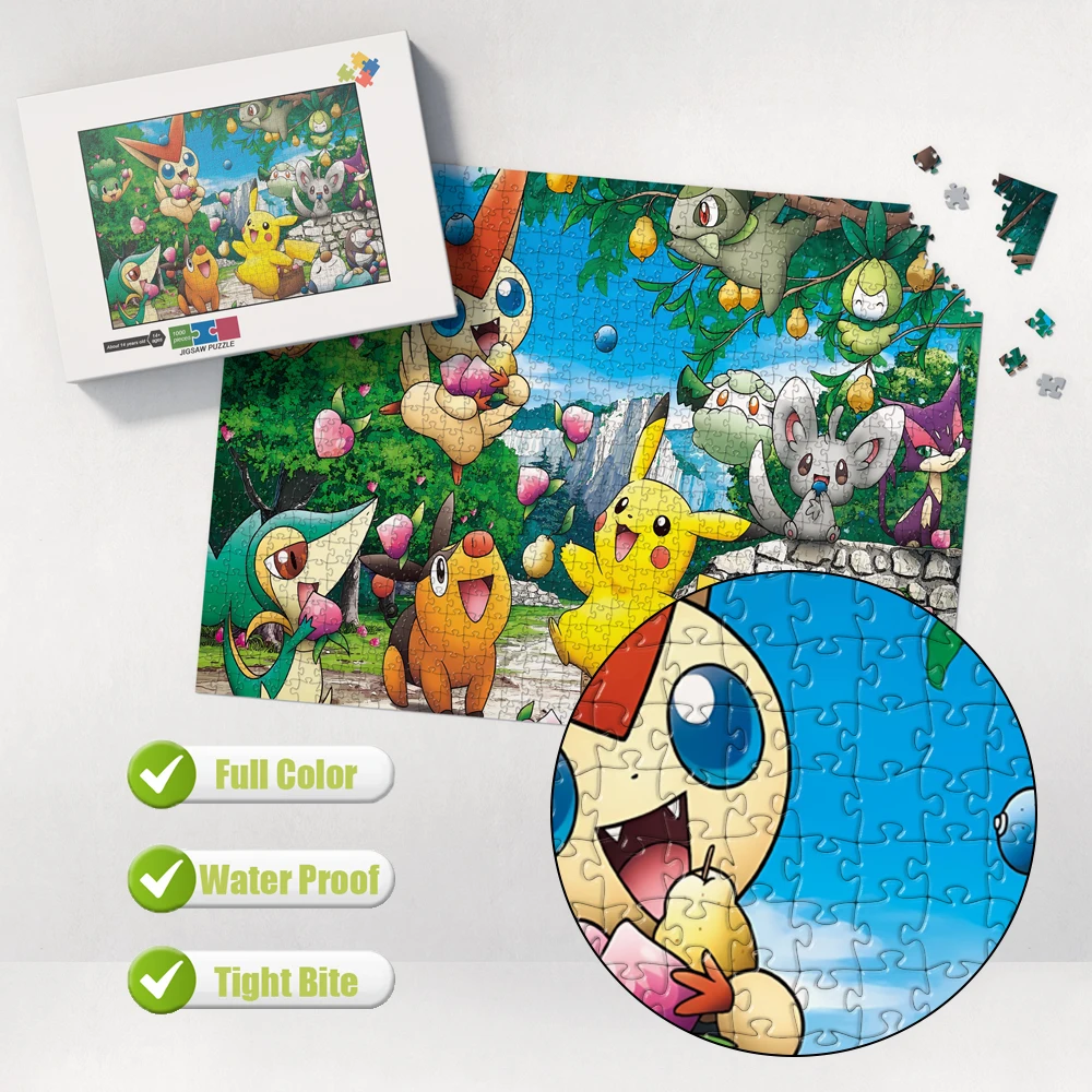 Jungle Pokemon Family Cartoon Jigsaw Puzzle Game, Jouet pour enfants, Montessori dos Toy, Loisirs familiaux, Cadeau