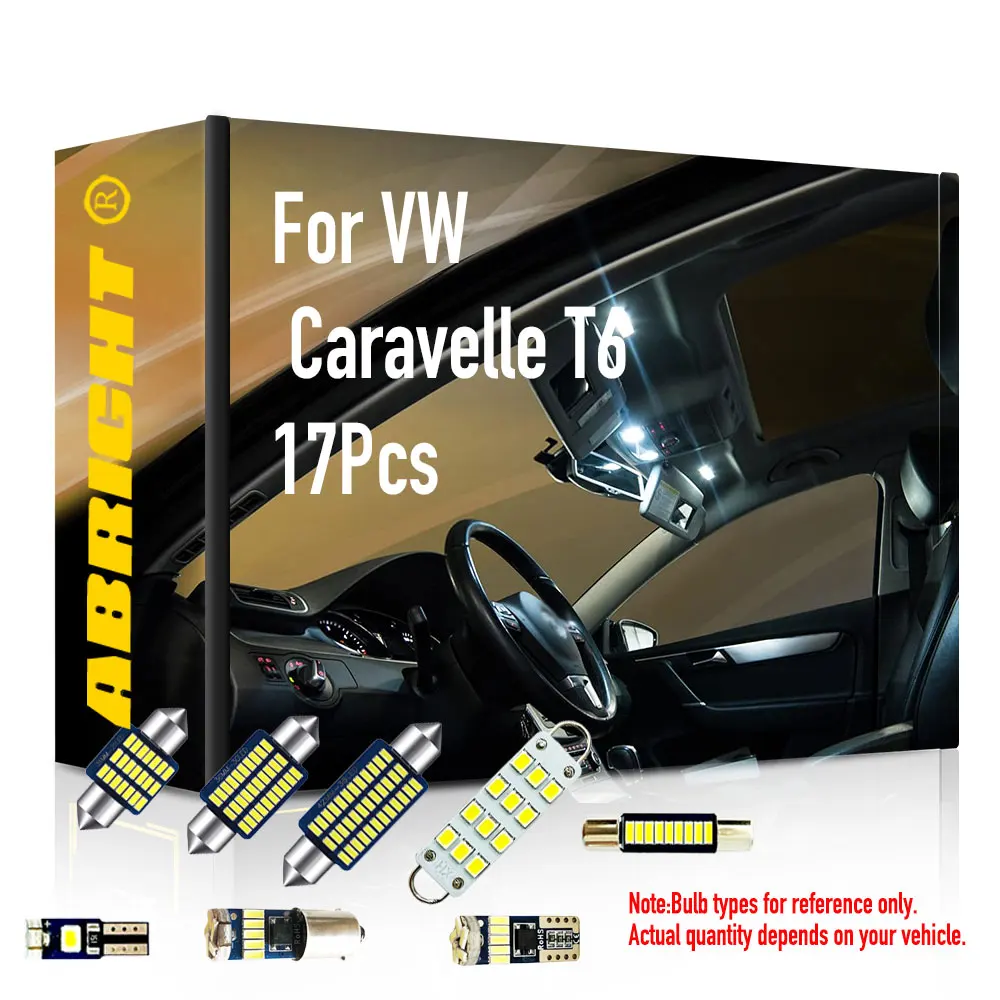 17Pcs Car Interior LED Light Kit Canbus for VW Caravelle T6 No Error Code Required Automotive Lighting Upgrade