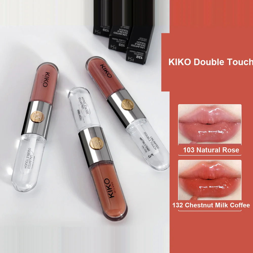 KIKO Milano Double Touch Liquid Lipstick Dual Ended Lip Gloss 16h Long Lasting No Transfer Waterproof Kiss Proof #103