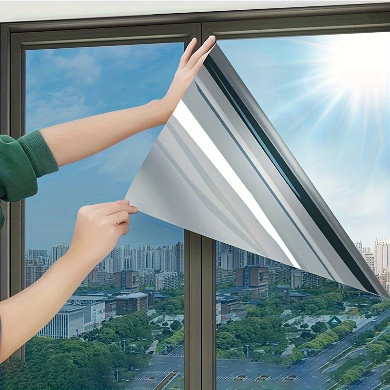 One Way Window Privacy Tint Film Anti Look Vinyl Mirror Self-adhesive Film Sun Blocking Anti UV Static Cling Stickers Home Decor