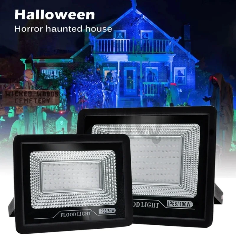 LED UV Floodlight AC 220V 50W 100W 150W Halloween Party Flood Lights 395nm IP66 Waterproof Ultraviolet Fluorescent Stage Lamp