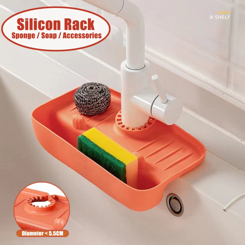 Silicon Sink Sponge Rag Drainer Rack Anti-splash Sink Dish Gadget Holder Storage Stand Bathroom Soap Organizer Shelf Drying Rack