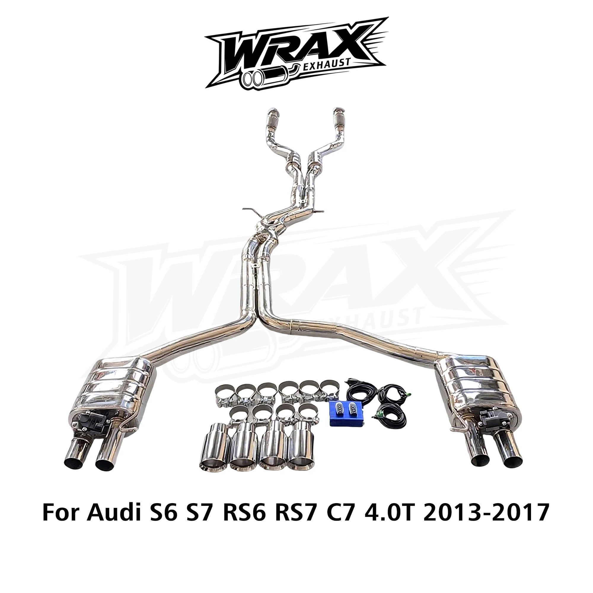 

WRAX SS304 Catback Exhaust for Audi S6 S7 RS6 RS7 C7 4.0T 2013-2017 with Resonant tube, Electronic Controller, Free Tip Included