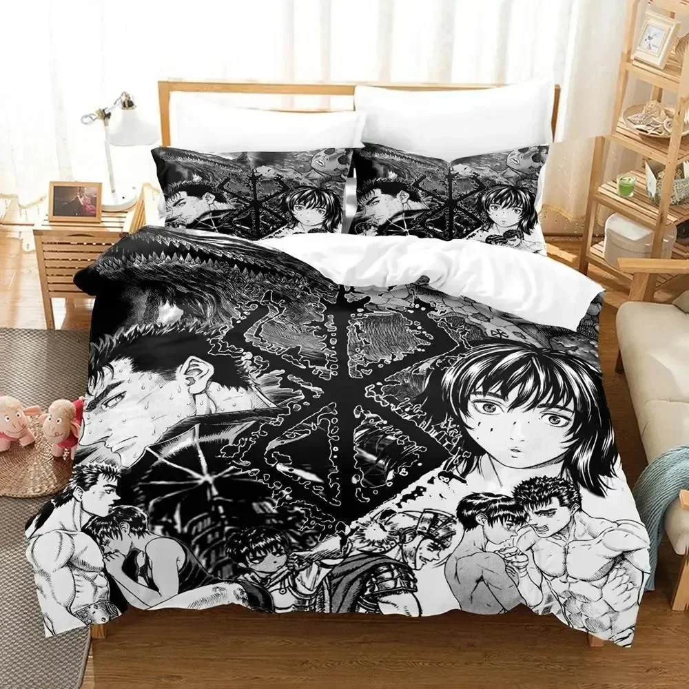

3D Print Anime Berserk Logo Comfortable Duvet Quilt Cover Pillowcase Bedding Set Children Bedroom Decoration Home Textile