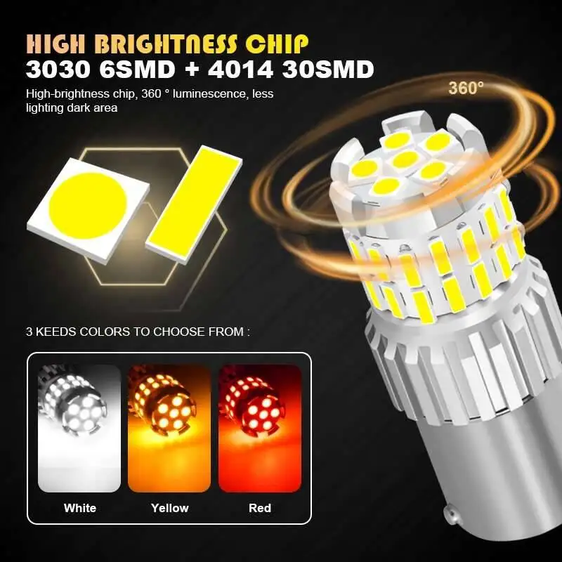1X 1200LM Canbus P21W 1156 BA15S Bulb BAU15S BAY15D 1157 Bulbs T20 7440 7443 LED DRL Car White Red Brake Lights