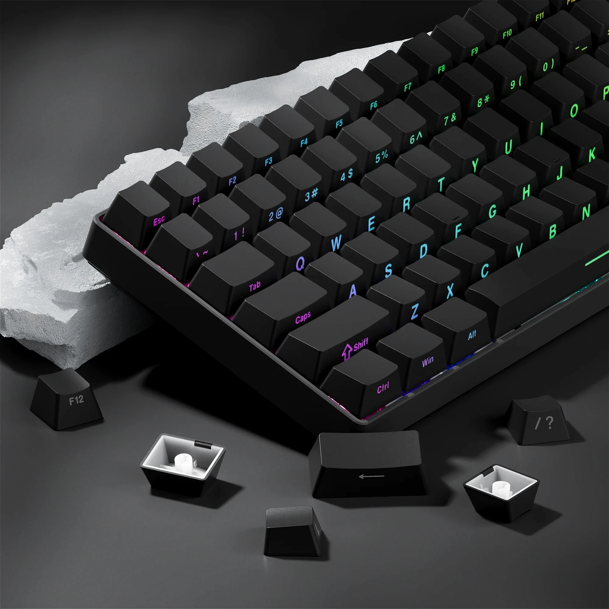 

Black Side Character Illuminated Backlit Keycap PBT Cherry/OEM Profile Keycap Compatible with MX Switch Mechanical Keyboard