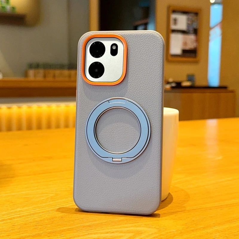 

Чехол ELVEV для OnePlus Turbo 6V, магнитный, из роскошной искусственной кожи, с защитой от падений, с вращающимся кольцом-подставкой, для OnePlus Turbo 6