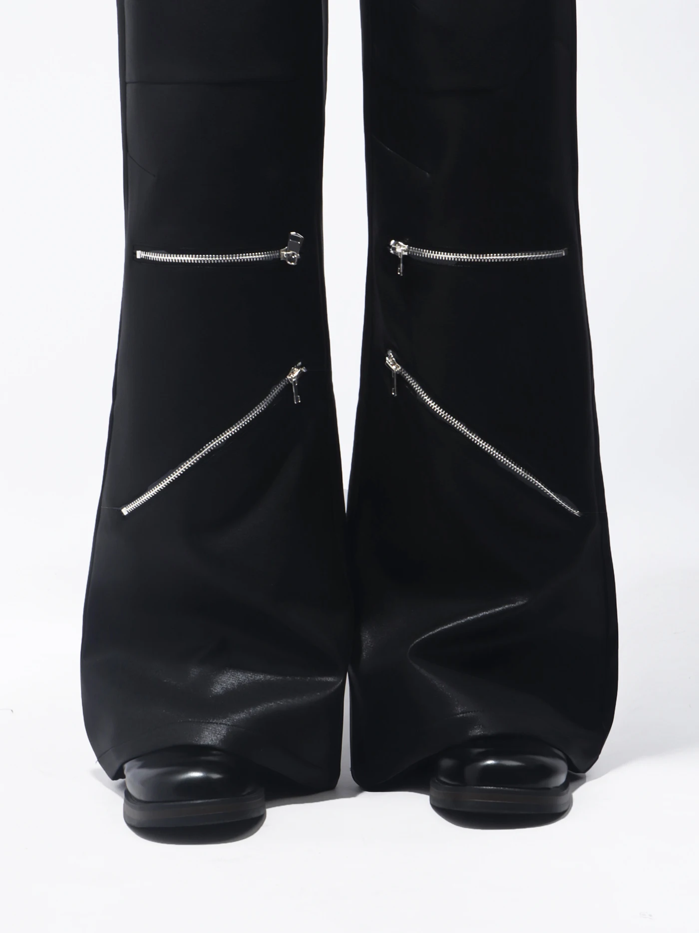 2025 Summer New Design Metal Zipper Long Pants Trendy Men's Fashionable Handsome Casual Flared Pants