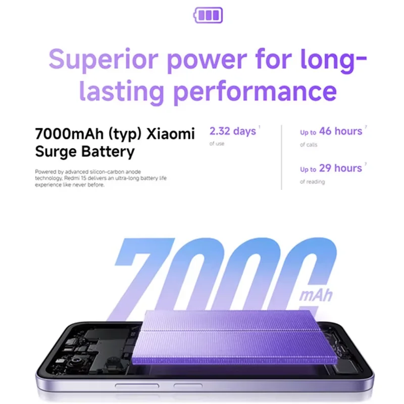 الإصدار العالمي Redmi 15 4G Snapdragon 685 معالج الهاتف الذكي 7000mAh (typ) بطارية كبيرة 33W شحن 6.9 "144 هرتز عرض 50MP AI كاميرا مزدوجة Xiaomi الهاتف المحمول #3