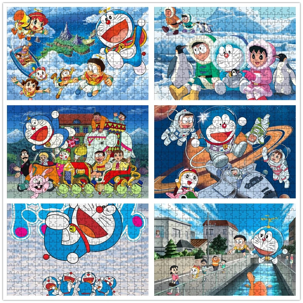 

300/500/1000 Pieces Paper Puzzle Decompression Diy Adult Pressure Reduction Cartoon Doraemon Children Education Puzzle Toy Gift