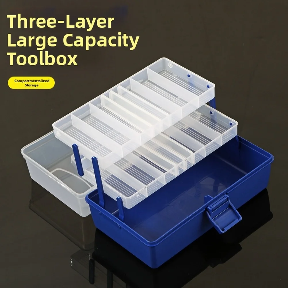 

Foldable Fishing Tackle Box Large Capacity 3 Layer with Removable Dividers Portable Lure Storage for Outdoor Use