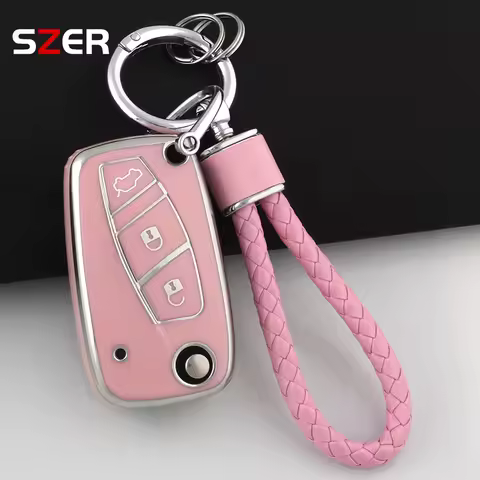 Fashion TPU Car Flip Key Case Cover For FIAT 500 Panda Idea Stilo Ducato Punto Bravo Grande Minibus Doblo Protected Fob Keychain