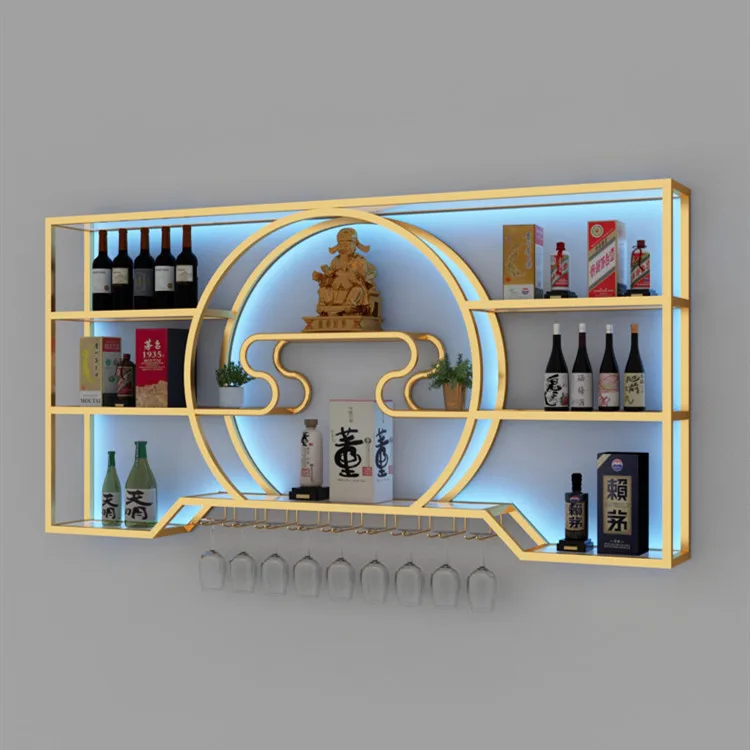 Bar Furniture Wall-mounted Wine Display Racks Iron Storage Shelves Home Wall Decor Wine Racks