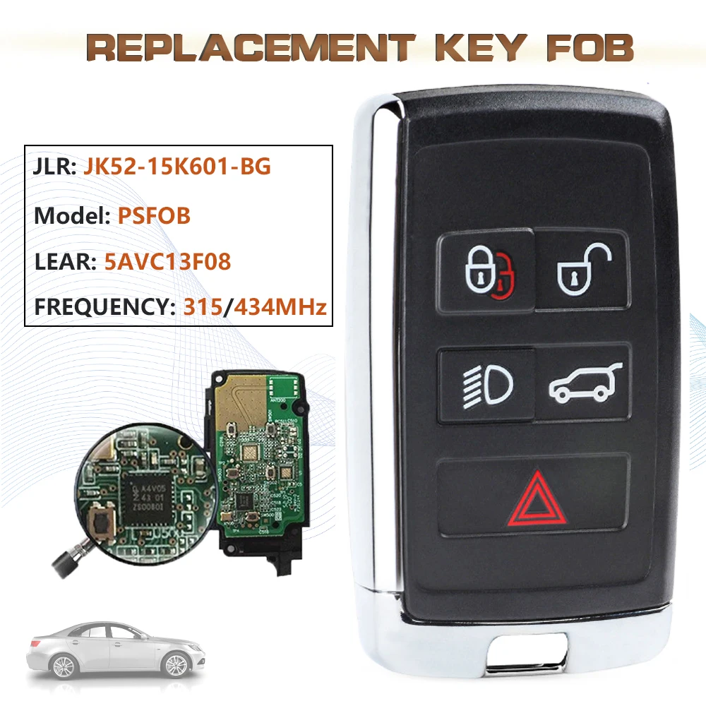 KEYECU 315/434MHz Model:PSFOB 5B Smart Remote Key Fob LEAR: 5AVC13F08 JLR:JK52-15K601-BG for 2017-2020 Land Rover Velar Range