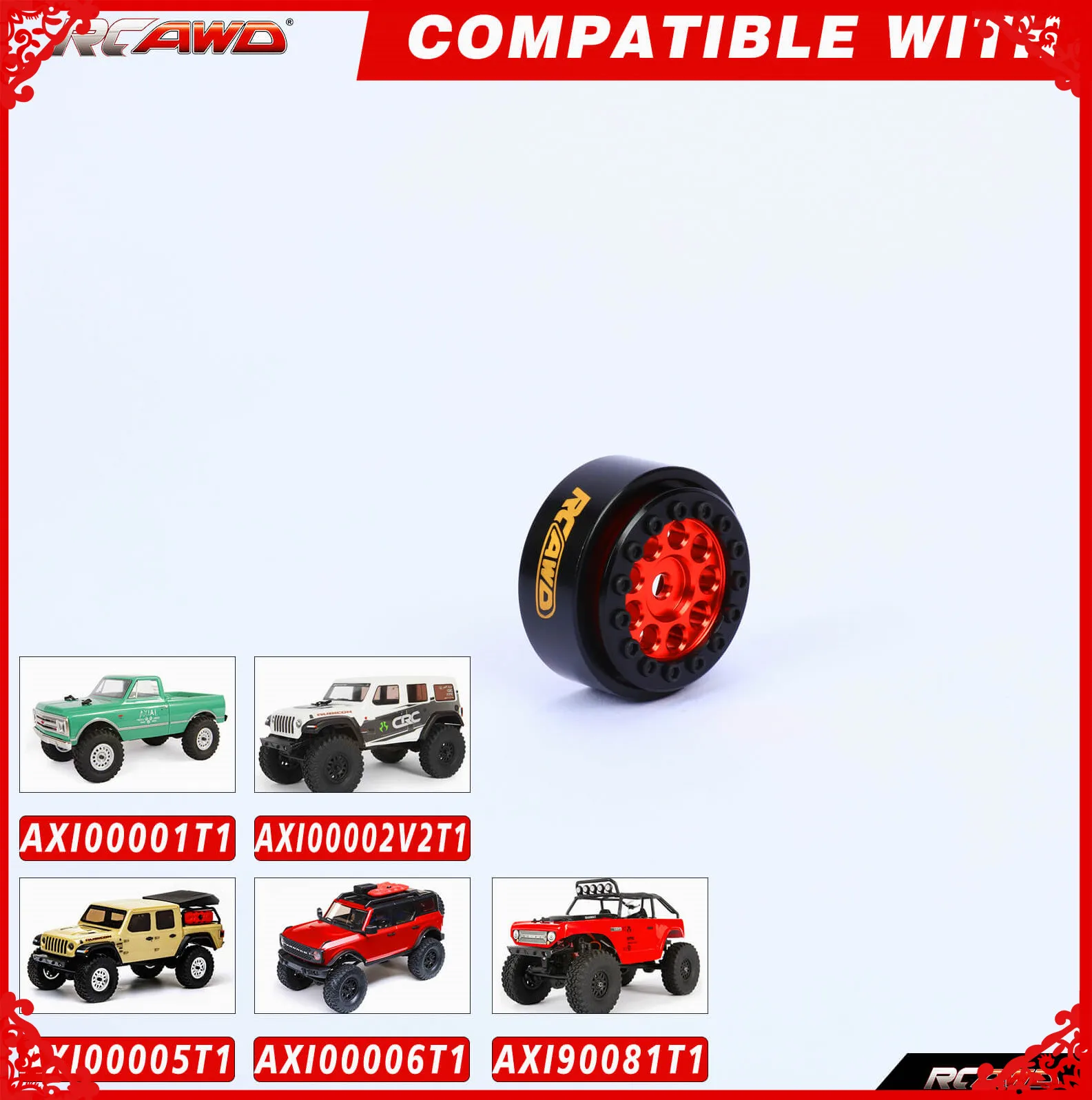 Alloy 26*13MM H7MM 26g 1” beadlock wheel rim + black clip 1.0 for Axial 1/24  SCX24 crawlers upgrades parts