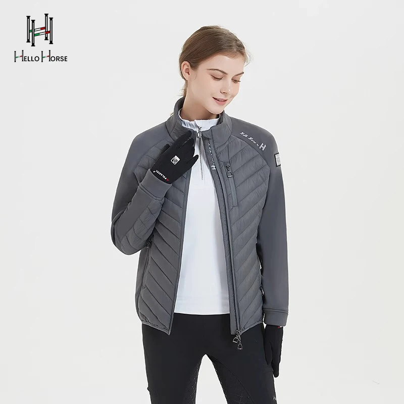 Hello Horse Equestrian Warm Jacket Outdoor Riding Clothing Men's and Women's Riding Clothing Lightweight Training Clothing Children's Equestrian Equipment down Jacket