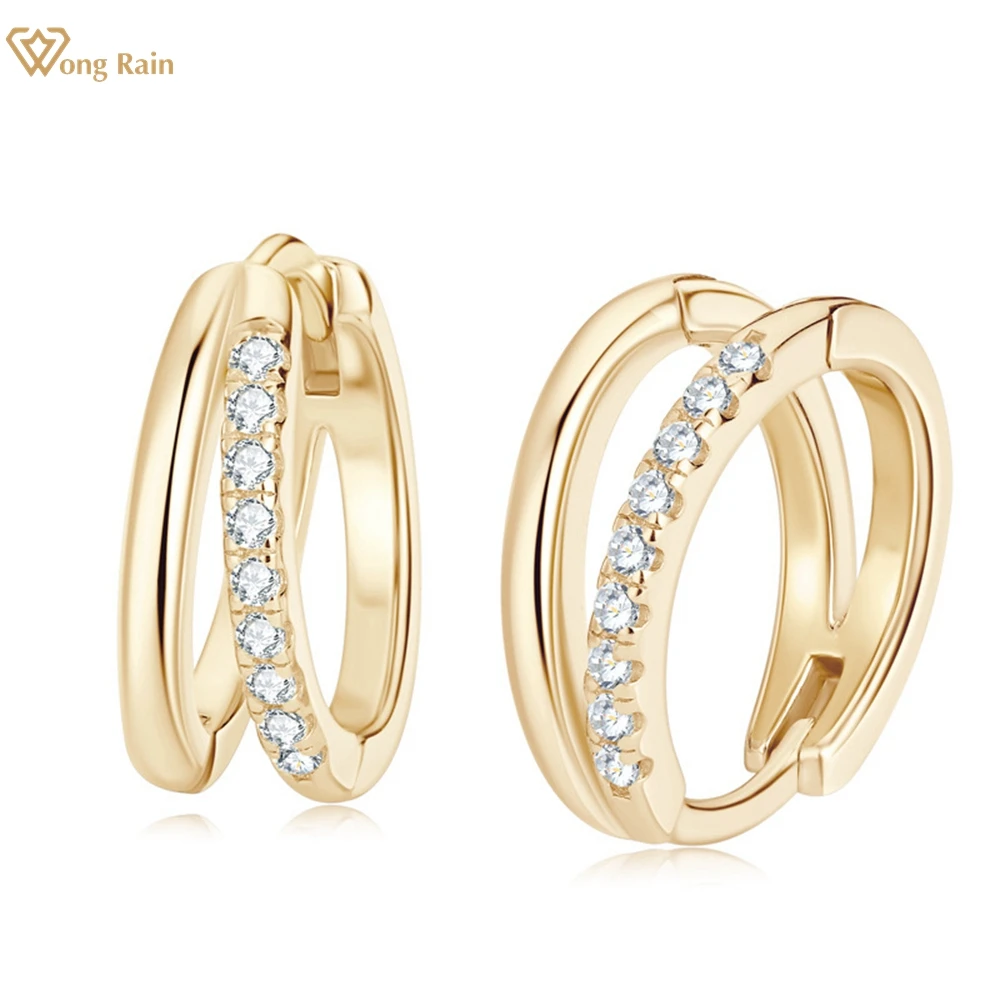 

Wong Rain 18K Gold Plated 925 Sterling Silver VVS D Color Real Moissanite Diamonds Gemstone Hoop Earrings for Women Fine Jewelry