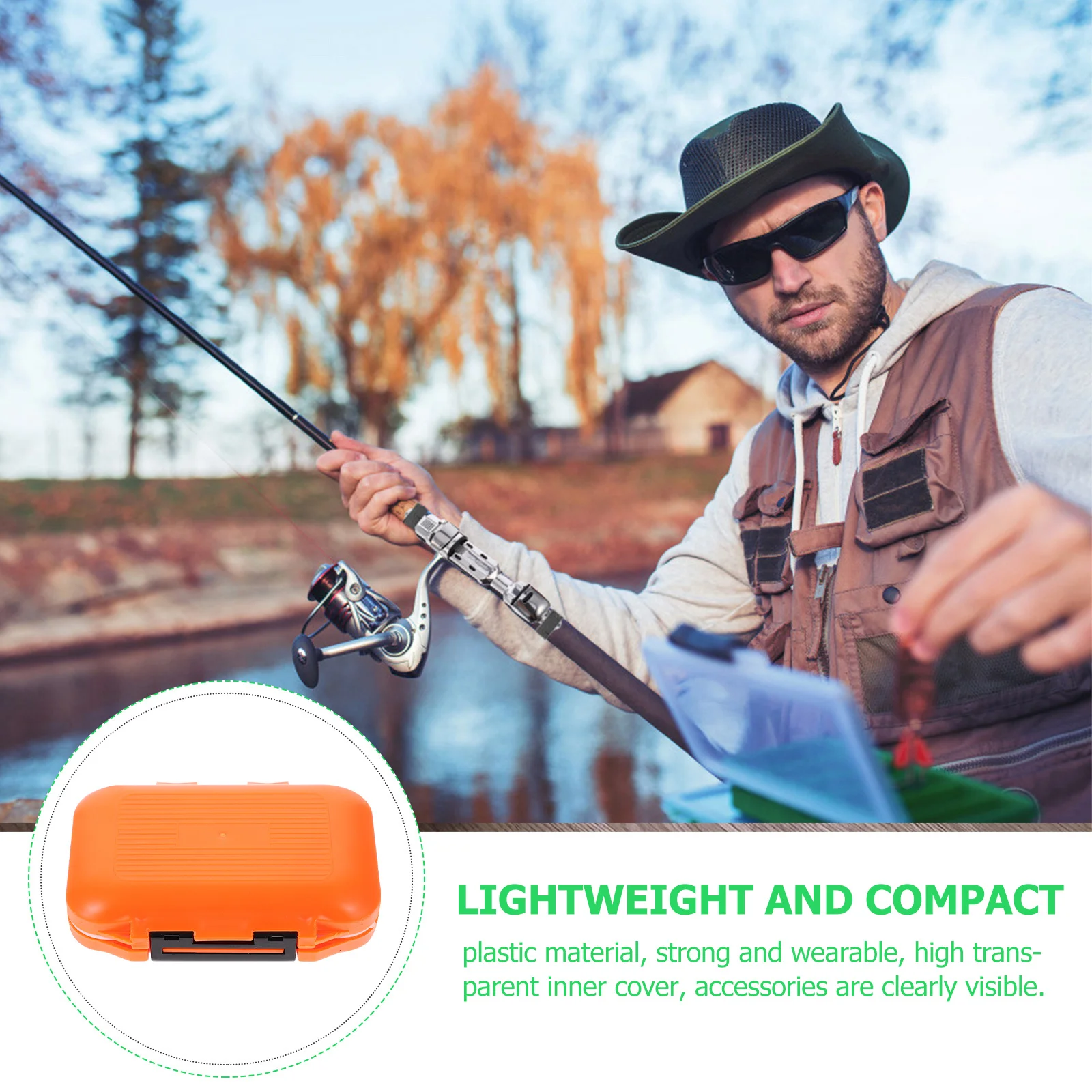 

Fish Lure Box Waterproof Dual Side Transparent Bait Storage Container Silicone Seal Fishing Tackle Organizer S Size Orange