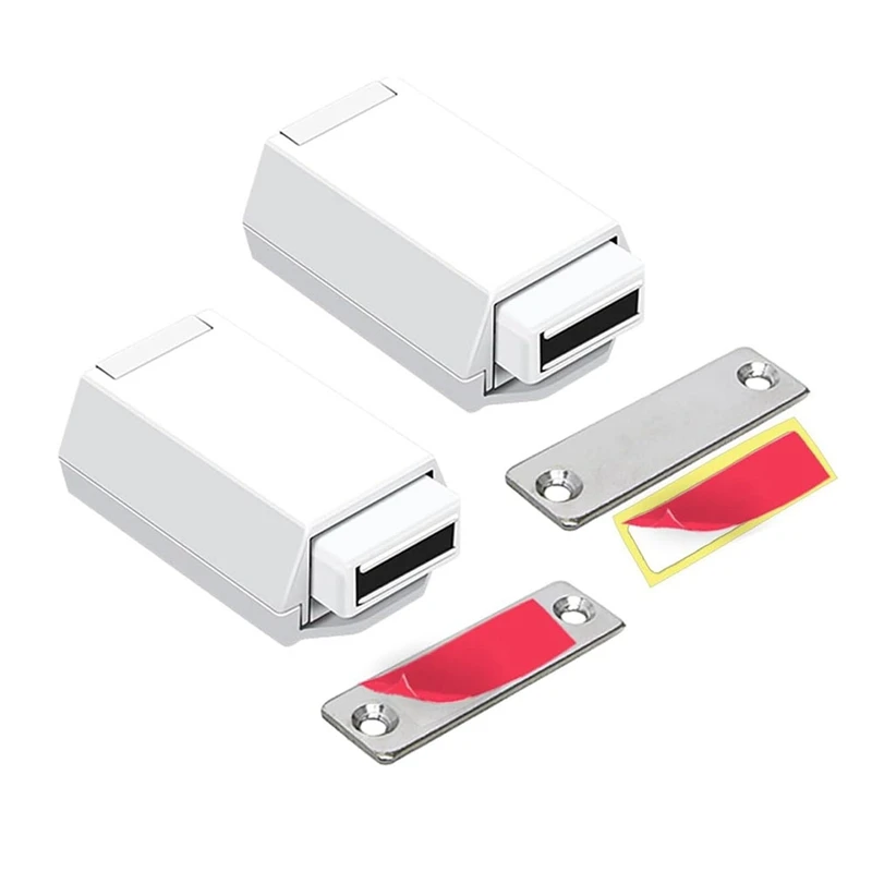 2 Pack Heavy Duty Push Latch & Lock For  Door Touch Latches And Catch Magnet Push Release Drawer Pull Tip, White Durable