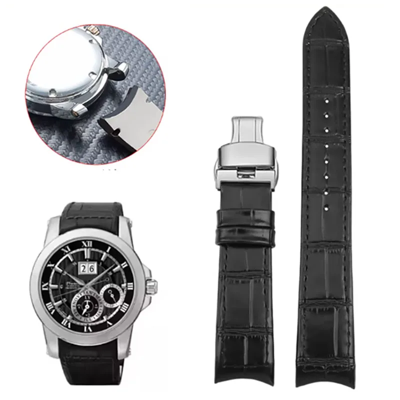 

21mm Curved End Strap Watchband for Seiko Premier Series SNP093 SNP096 SNP114 SNP115 SNP127 Series Watch Bracelet Black Brown
