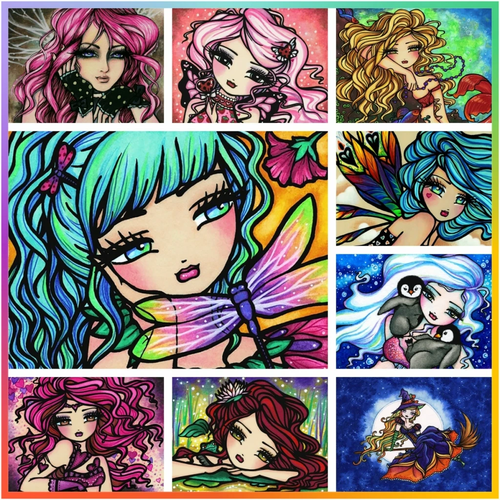 Big Eyes Girl Doll Diamond Painting Cross Stitch Pictures Printed Mosaic Embroidery Garden Decor 5D DIY Art Creation Children