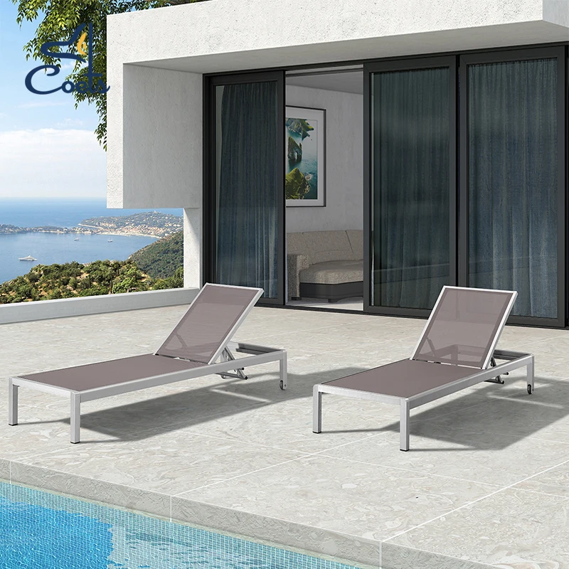 Alumínio Folding Sun Lounge Chair, piscina, praia, mobília ao ar livre