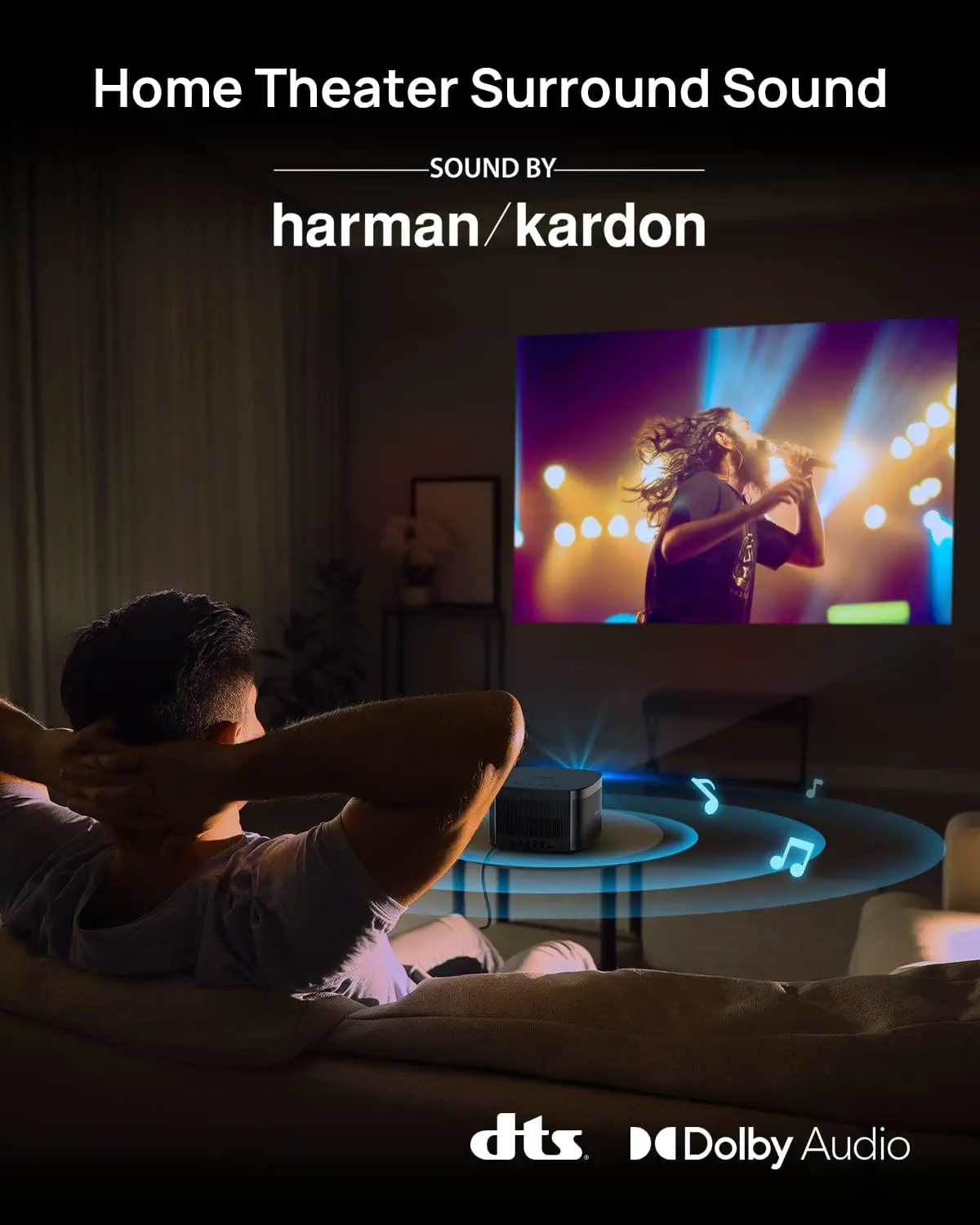 Projetor Horizon Pro 4K, 1500 ISO Lumens, Android TV 10.0, Adaptação de Tela Keystone, Home Theater