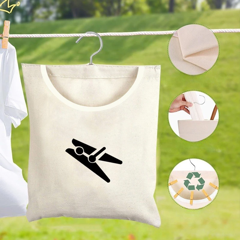 

Clothespin Storage Bag Home Outdoor Hanging Organizer Washable Clothespin Pocket Capacity Hanging Bag Bathroom Storage Bag