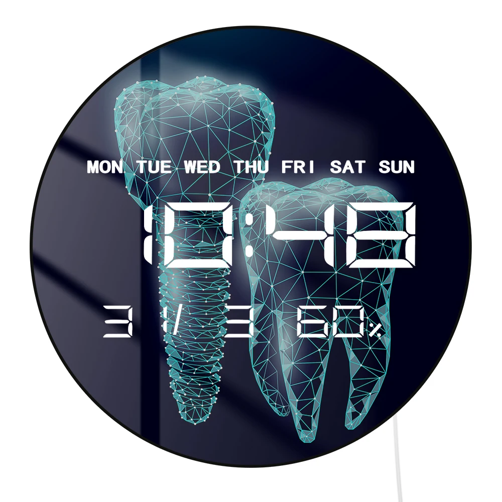 المولي الأسنان المهنية عيادة الأسنان LED ساعة حائط رقمية طب الأسنان العمل الفني الطبي عدد كبير عرض ساعة حائط كهربائية
