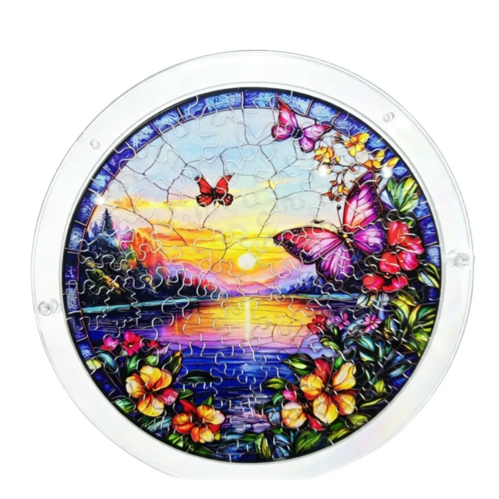 ibrant 20cm painted puzzle For window decoration for home use diamond pattern stained glass style pendant with embossed