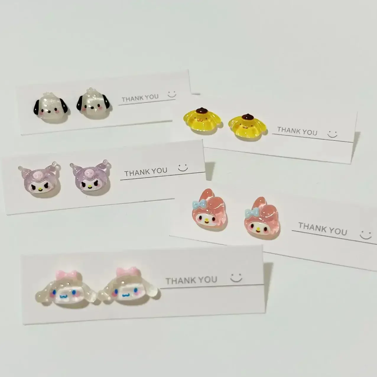 Sanrio Ear Studs Cartoon Figure Kawaii My Melody Kuromi Cinnamoroll Shape Small Earrings Accessories Decoration Birthday Gifts