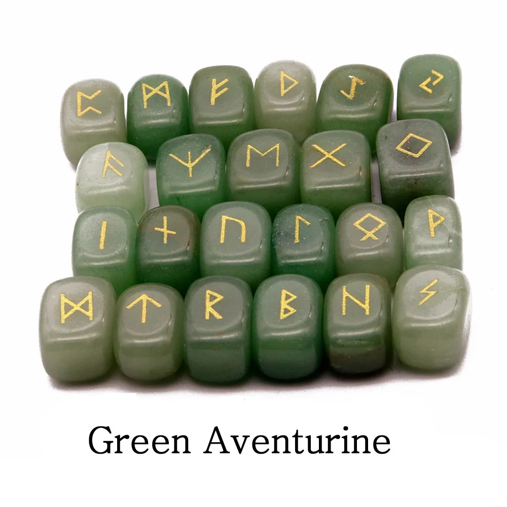 25pc/set European and American Natural Stone Rune Alphabet Accessories Natural Crystal Rune Tarotuni Divination Divination Props